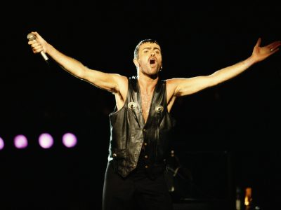 British singer and songwriter George Michael, performing on stage at Rock In Rio, January 1991. (Photo by Kevin Cummins/Getty Images)